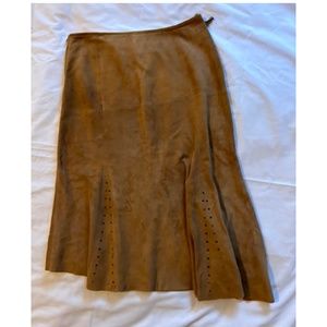 Vintage Asymmetrical Godet Suede Skirt (Paris)